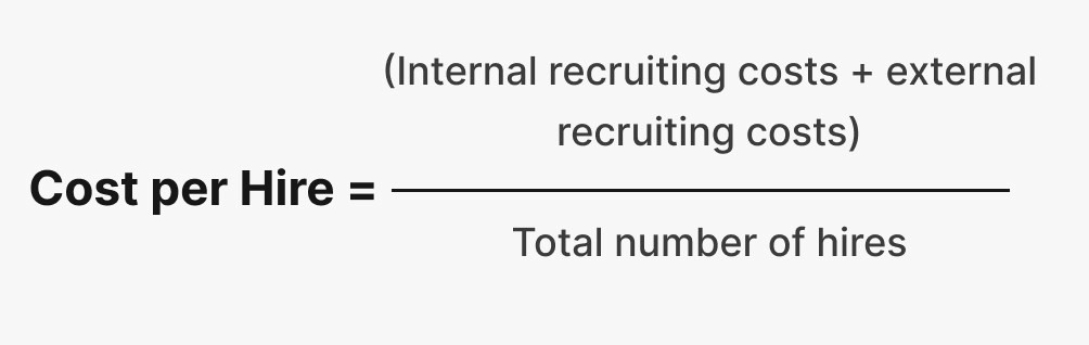 A formula for calculating Cost per Hire.