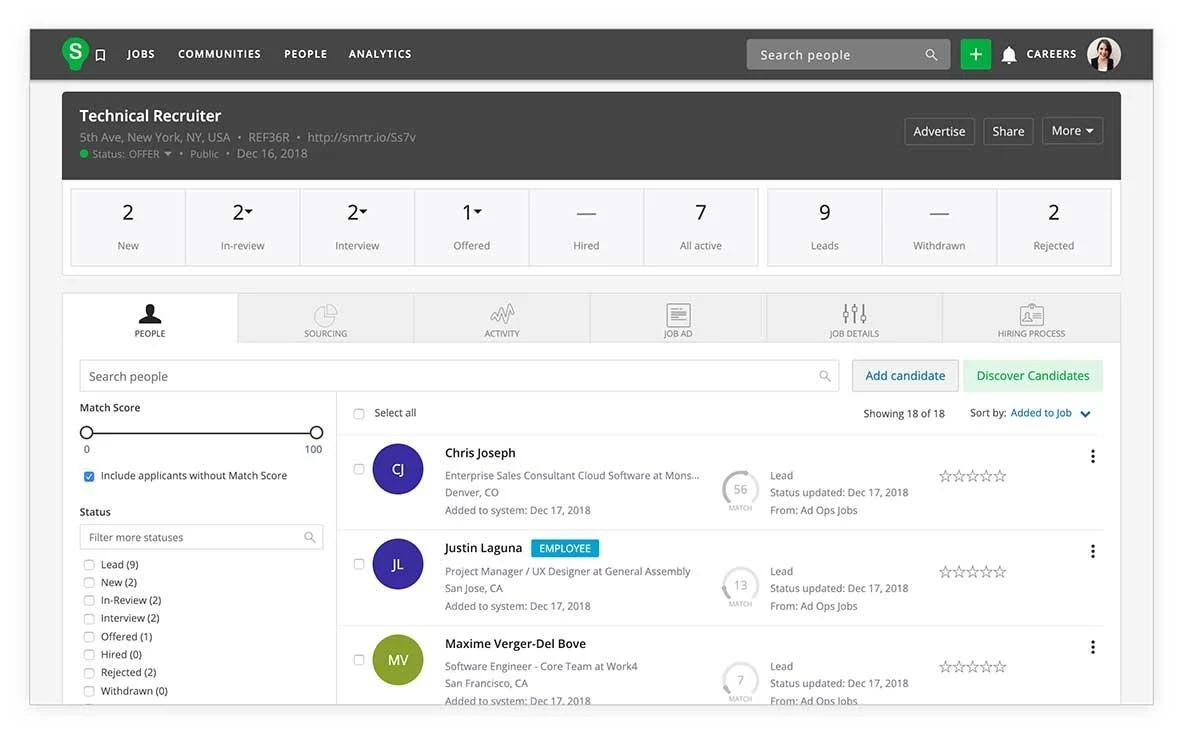 SmartRecruiters interface