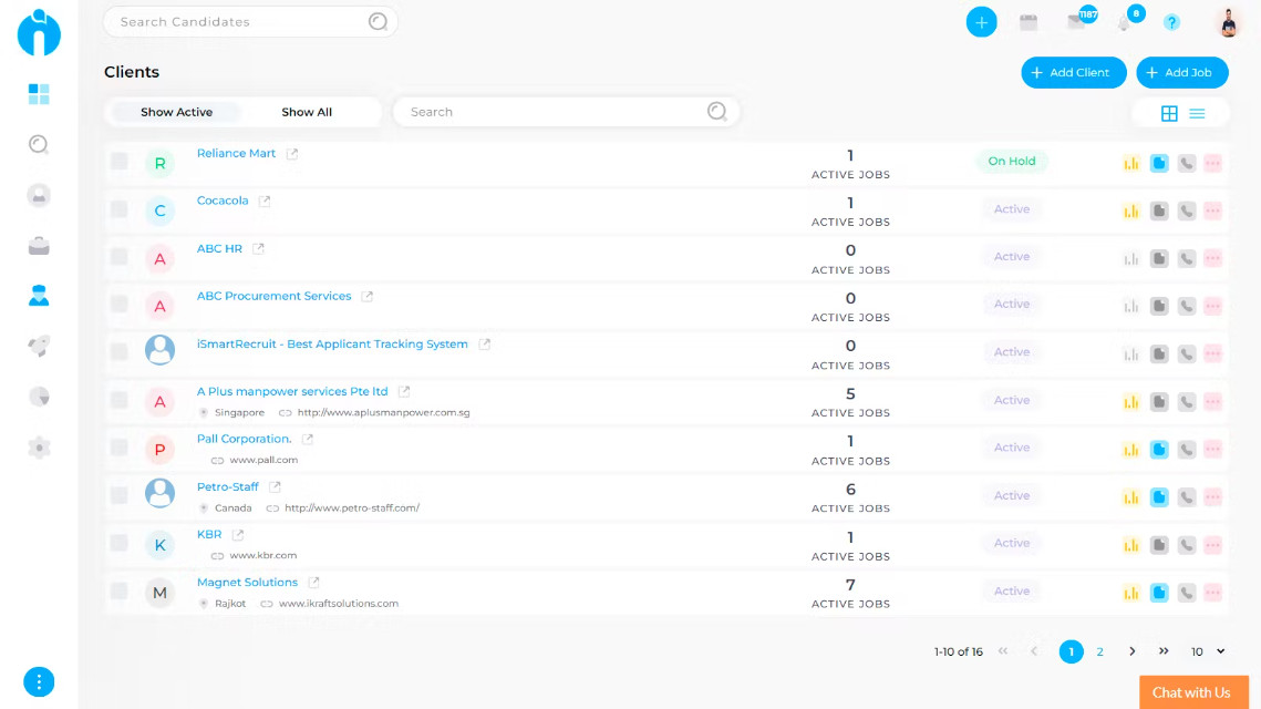 iSmartRecruit interface