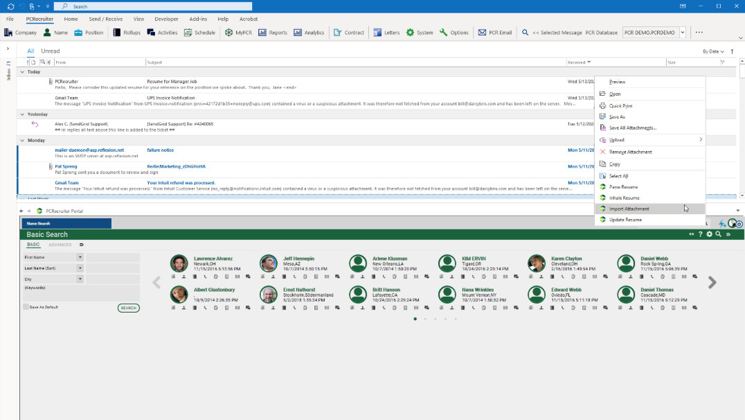 PCRecruiter interface
