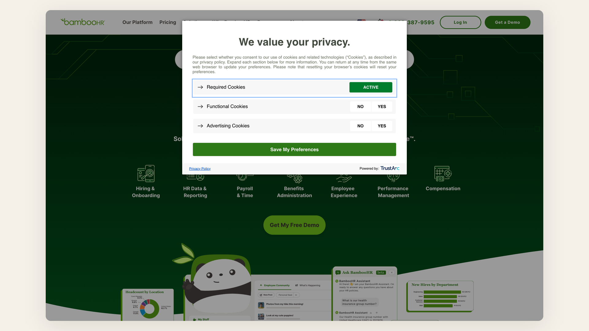 BambooHR HR-suite homepage screenshot