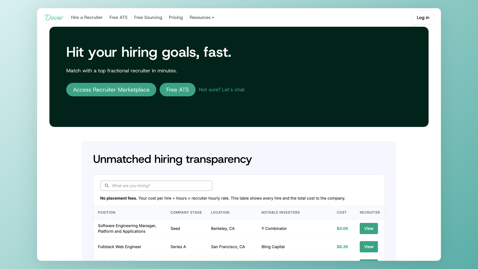 Dover ATS homepage screenshot
