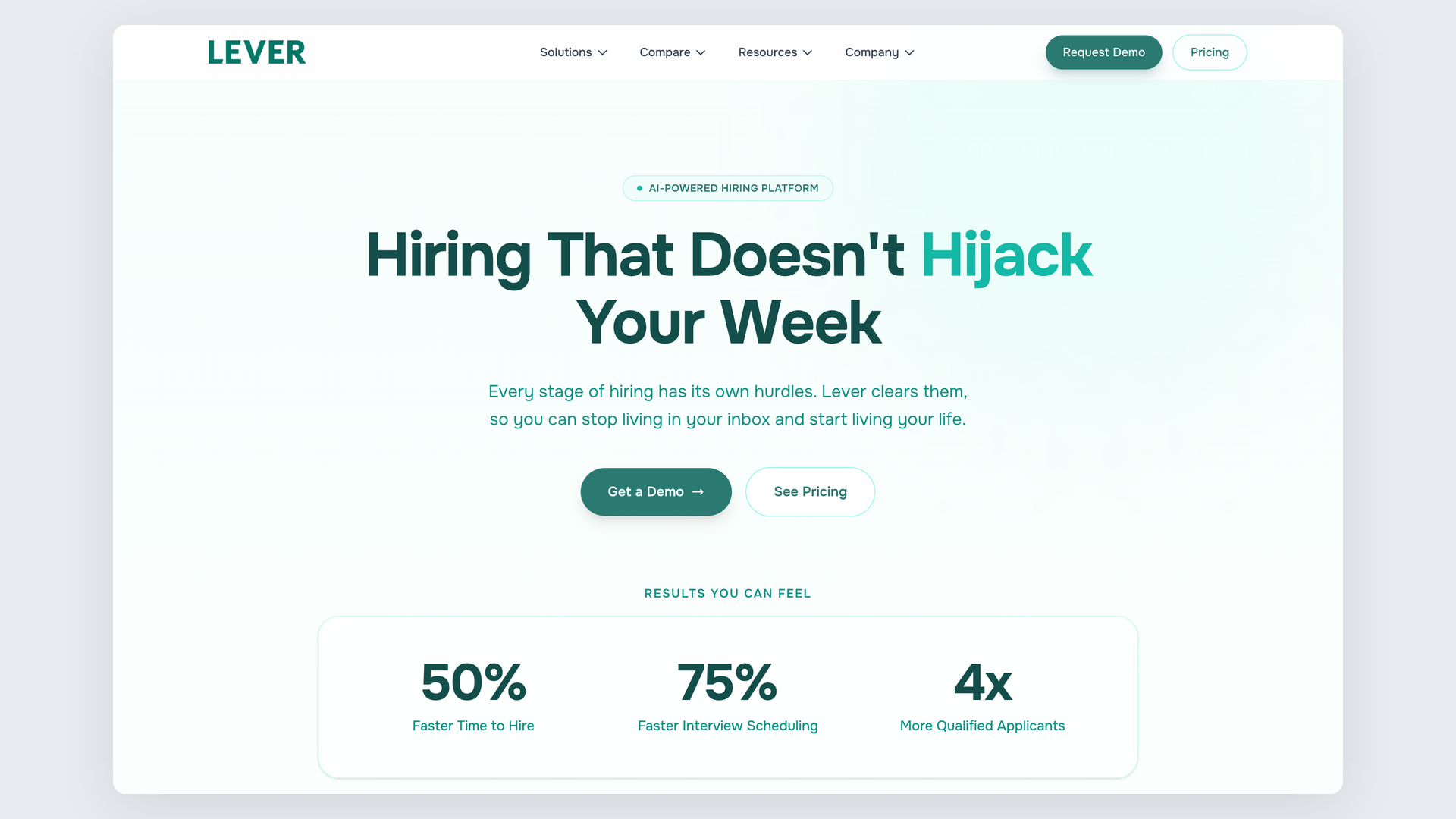 Lever ATS homepage screenshot