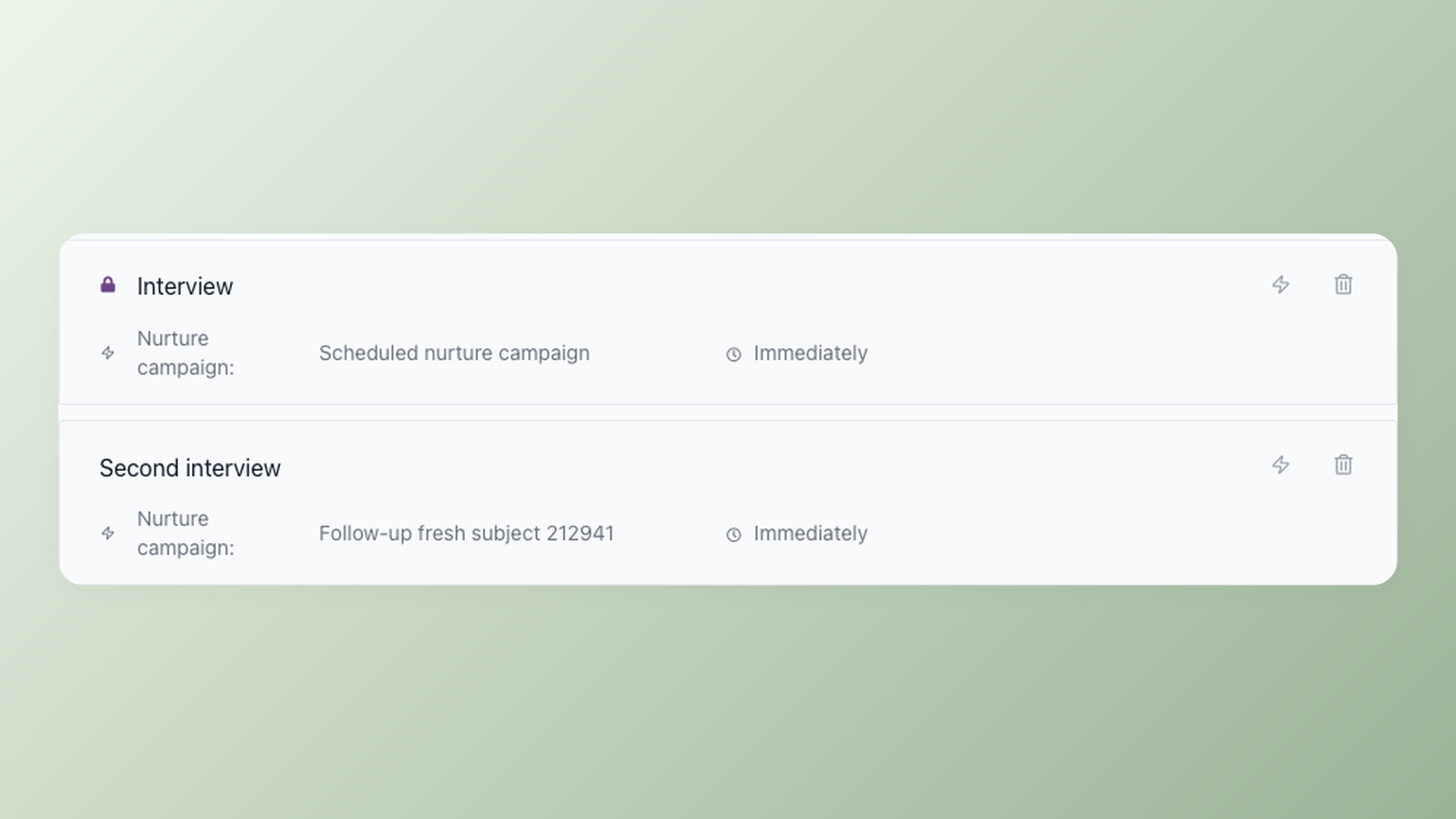 100Hires workflow stages with scheduled Nurture campaign follow-up automations