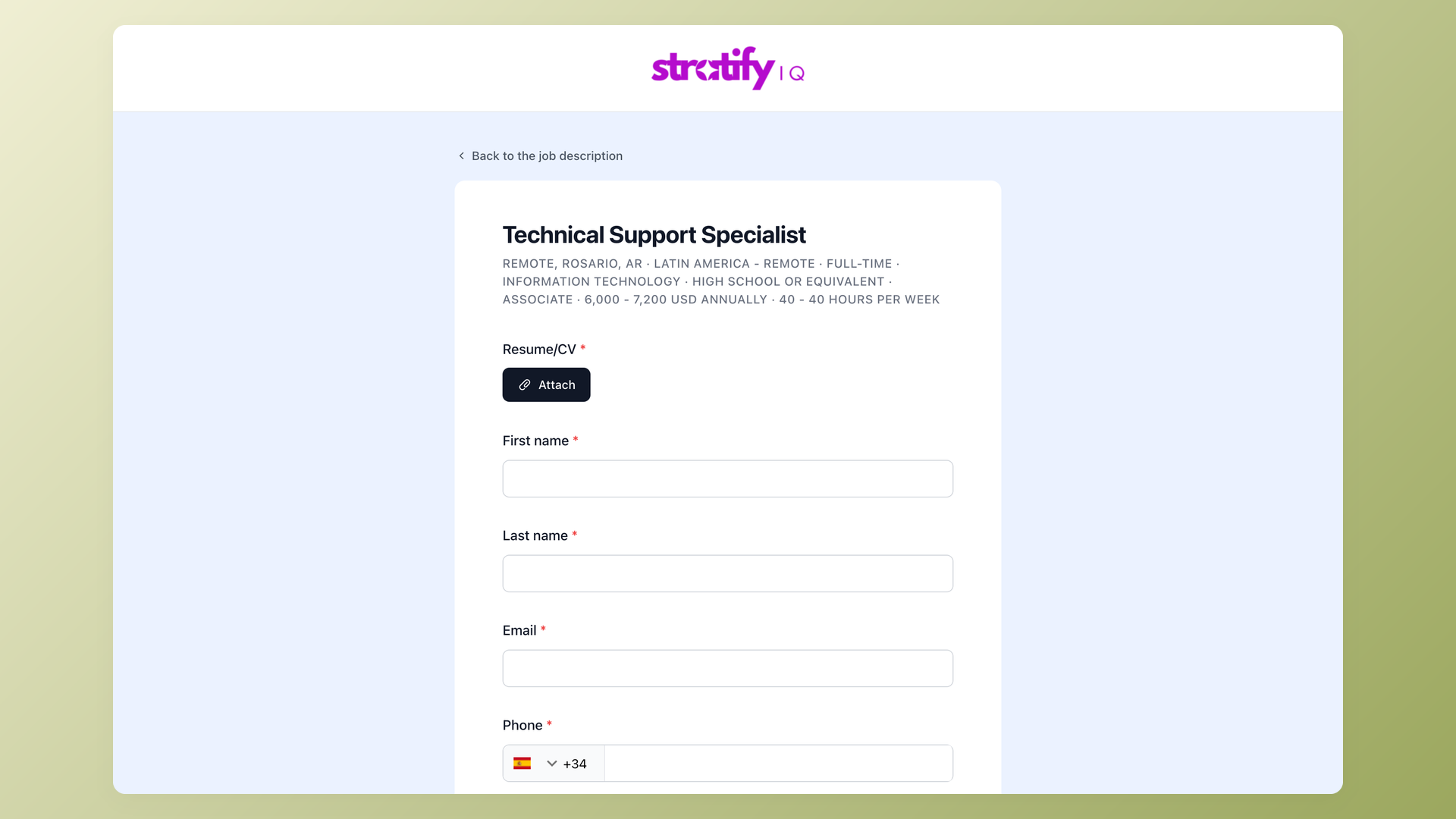 Career site and application forms