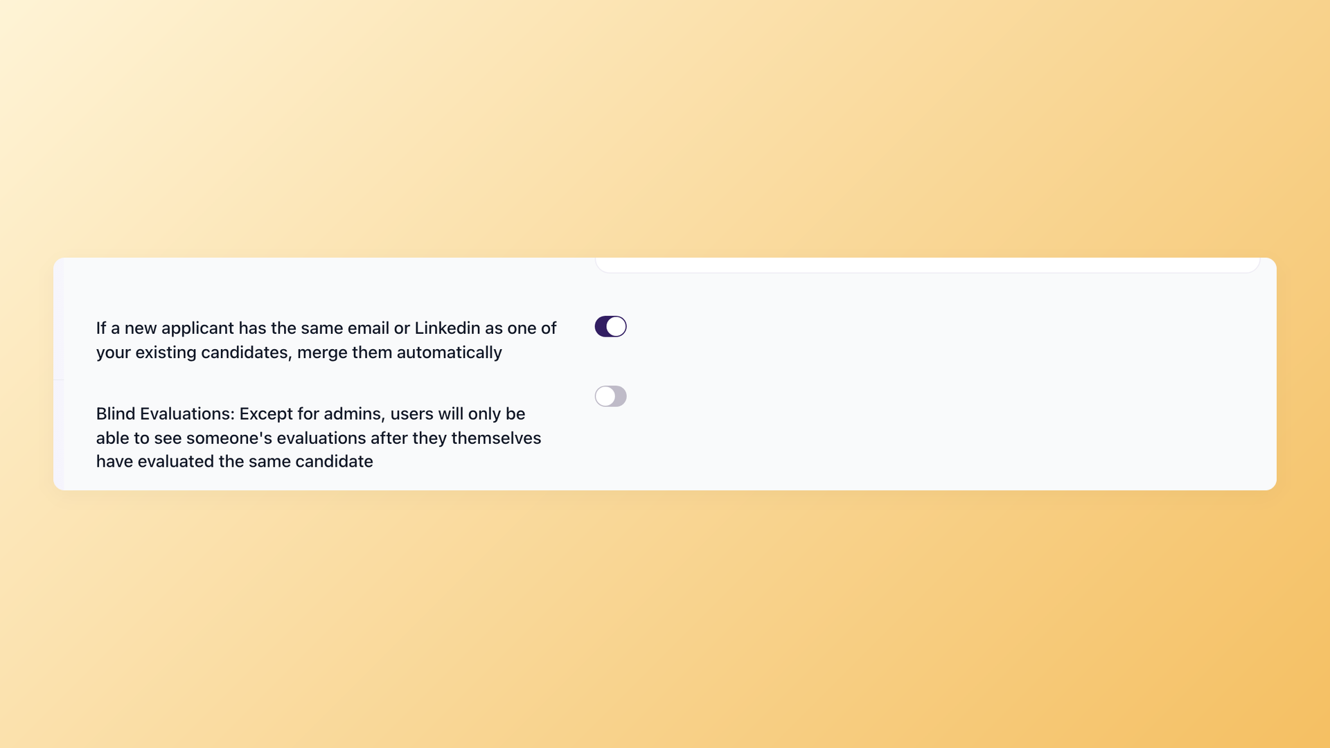 The Blind Evaluations setting in 100Hires, which hides other reviewers' scores until you submit your own