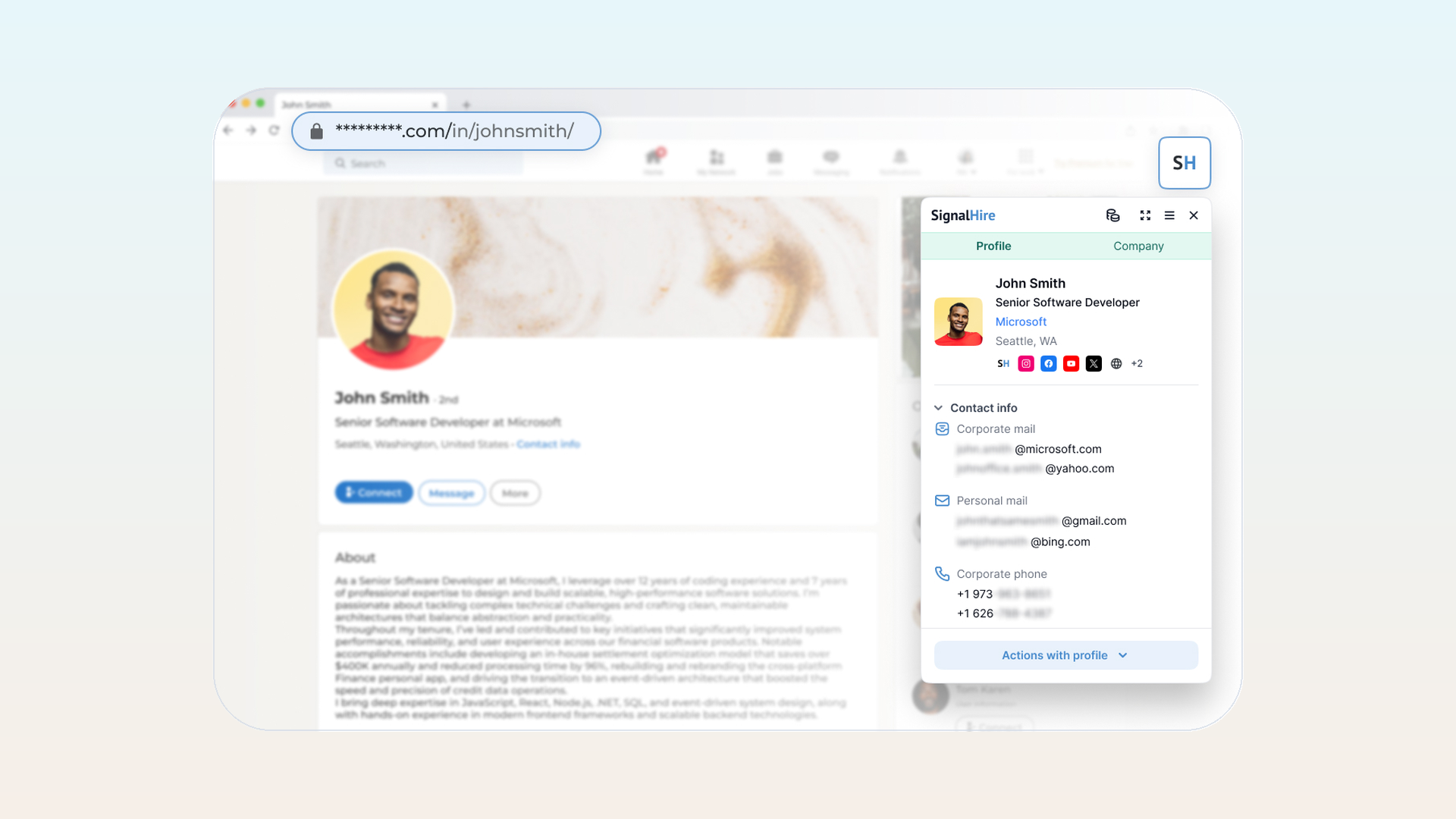 Chrome Web Store listing for the SignalHire contact finder extension