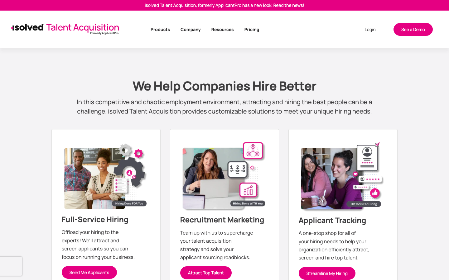 Current isolved Talent Acquisition, formerly ApplicantPro, product page