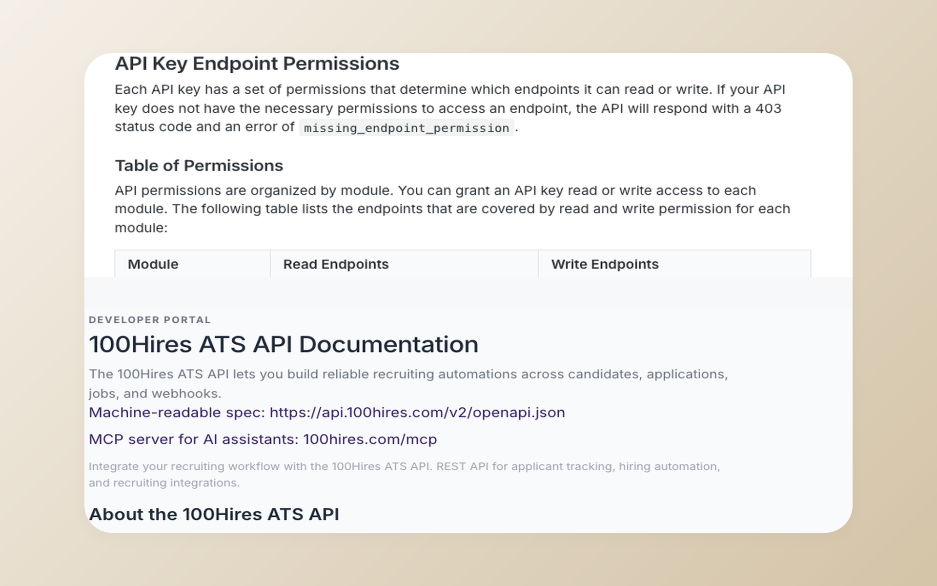 Ashby API and 100Hires API implementation comparison
