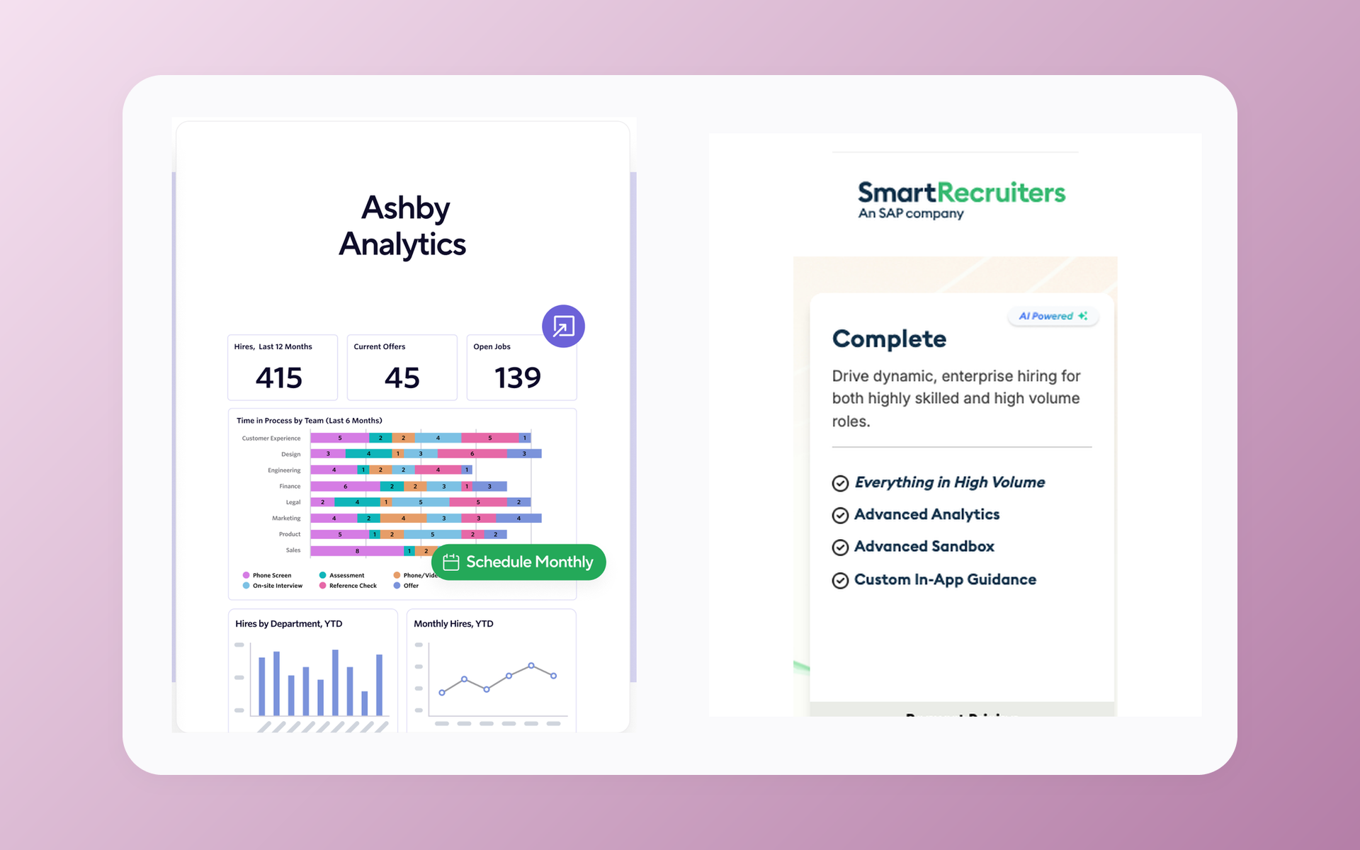 Ashby analytics and SmartRecruiters enterprise recruiting comparison