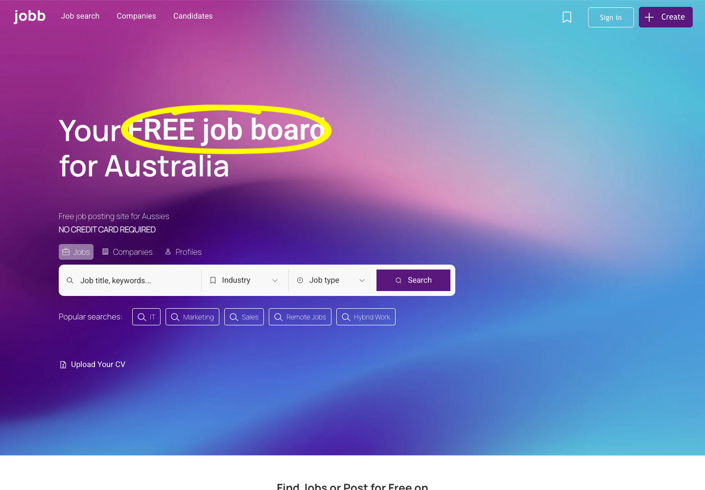 Jobb Australia free job board homepage