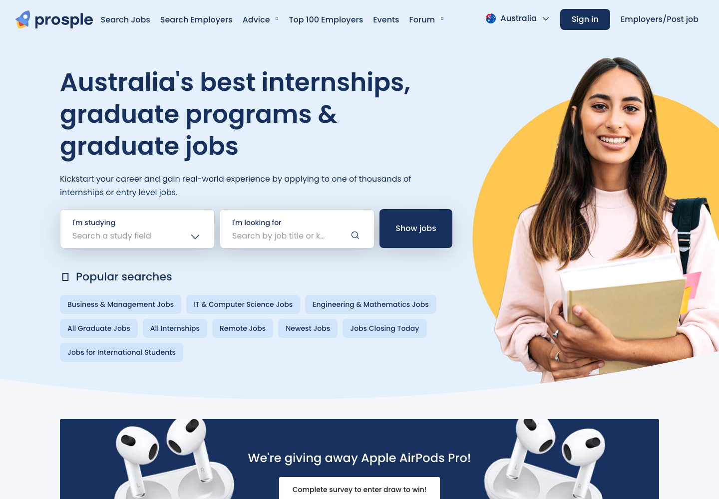 Prosple Australia graduate jobs page