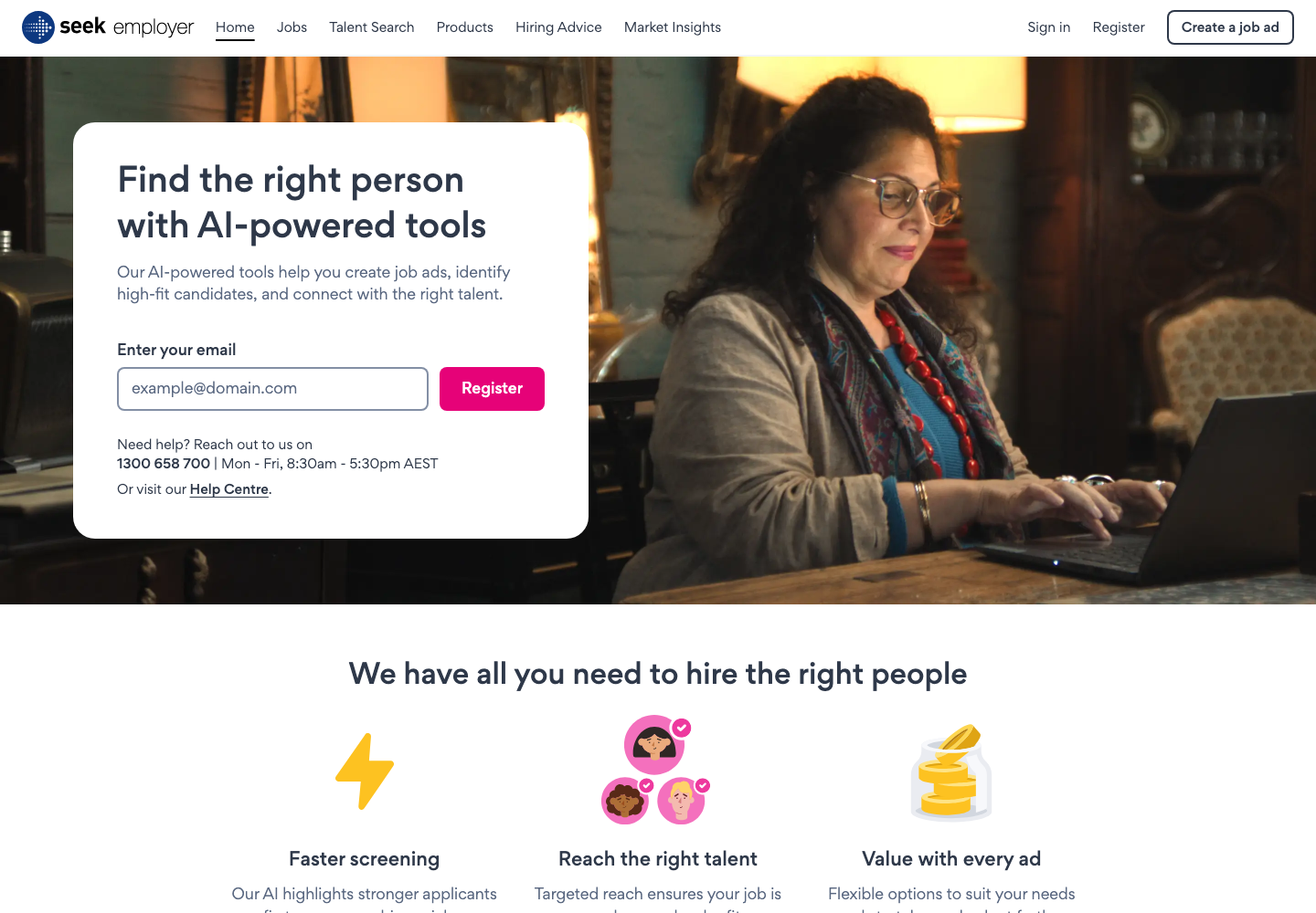 SEEK employer hiring page