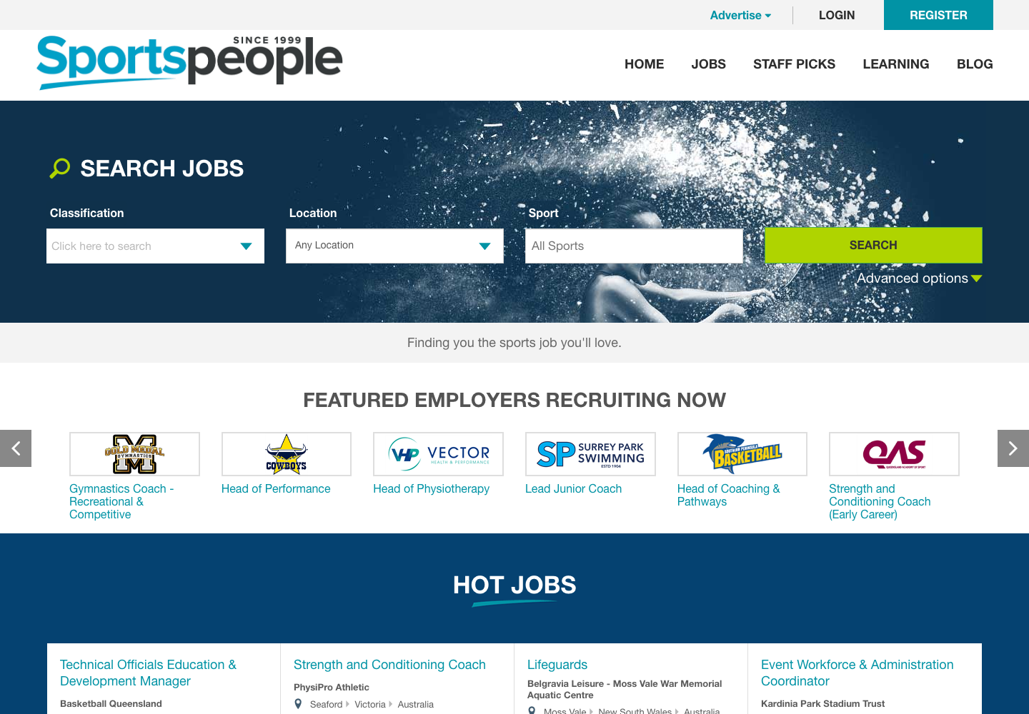 Sportspeople Australia sports jobs page