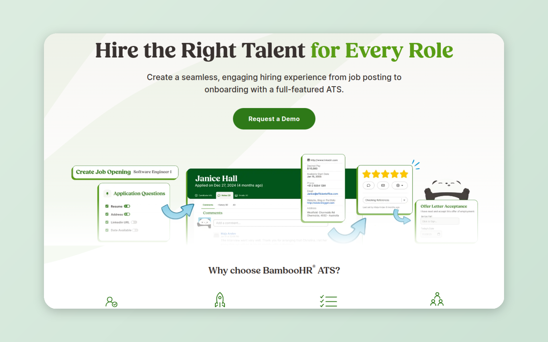 BambooHR applicant tracking system screenshot