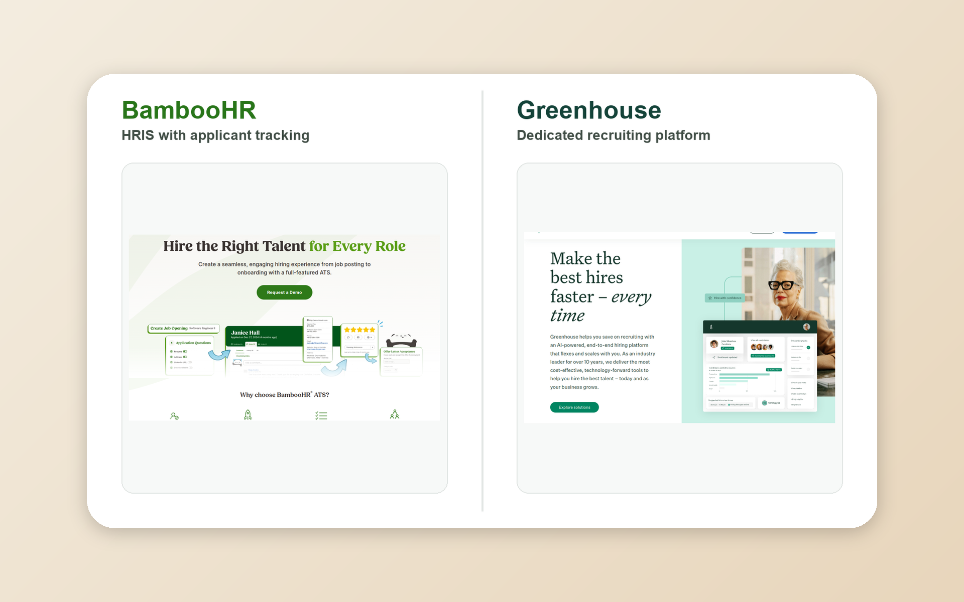 BambooHR and Greenhouse recruiting software comparison