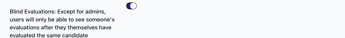 Blind Evaluations toggle enabled in Company Settings