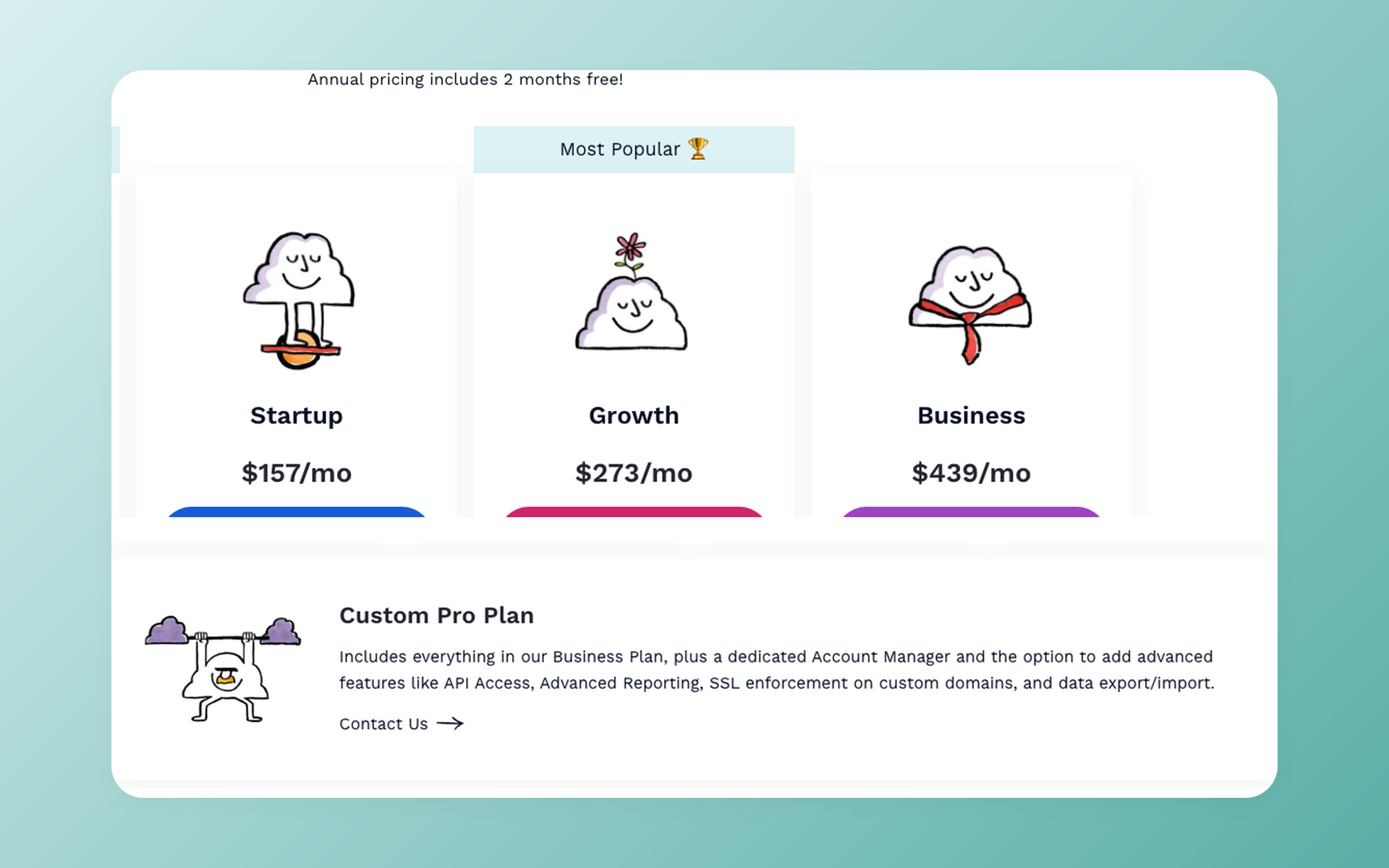Breezy HR paid pricing showing Startup, Growth, Business, and Custom Pro plans