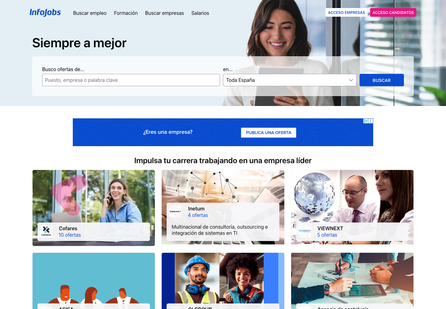InfoJobs Spain job search homepage