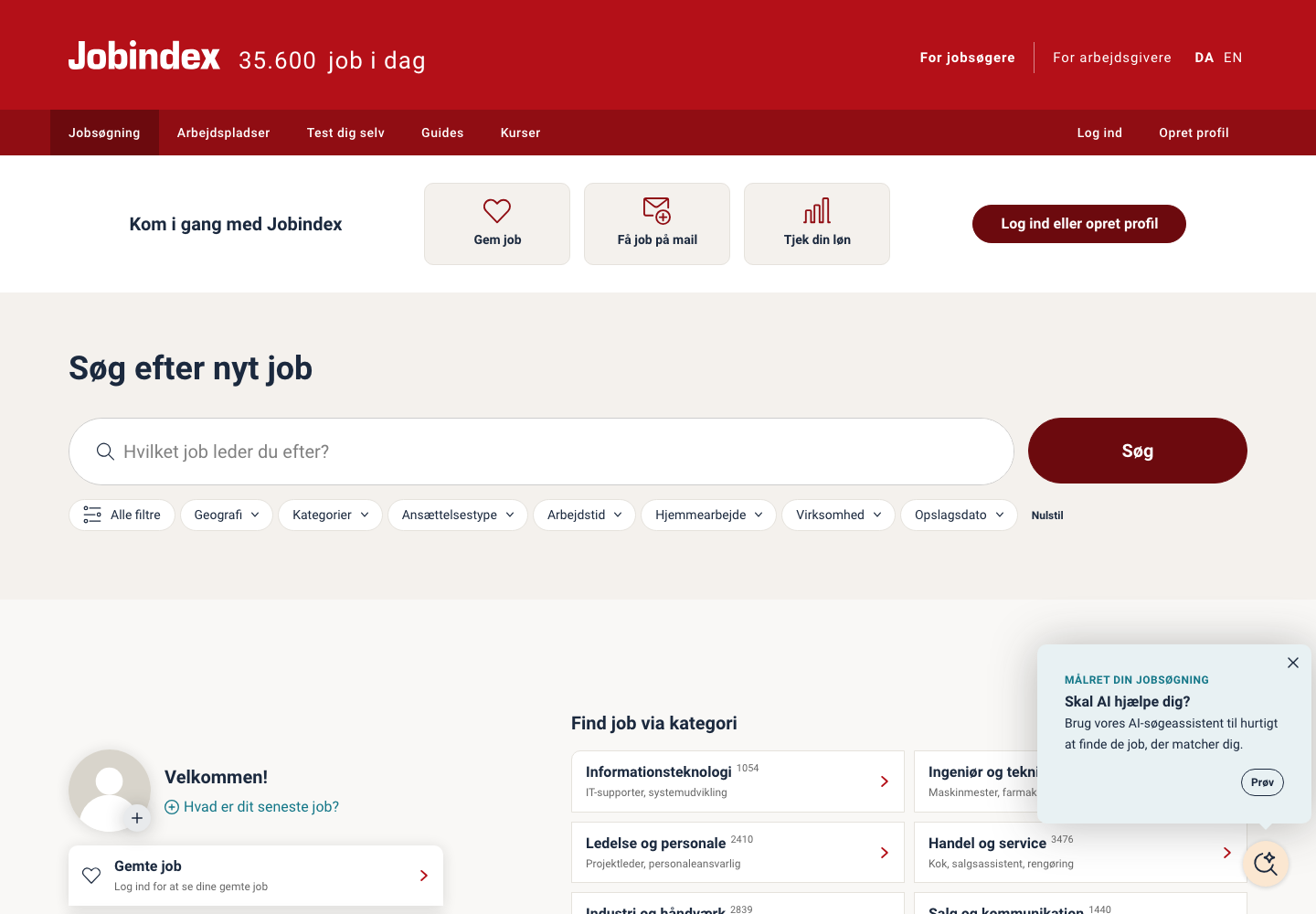 Jobindex Denmark job search homepage
