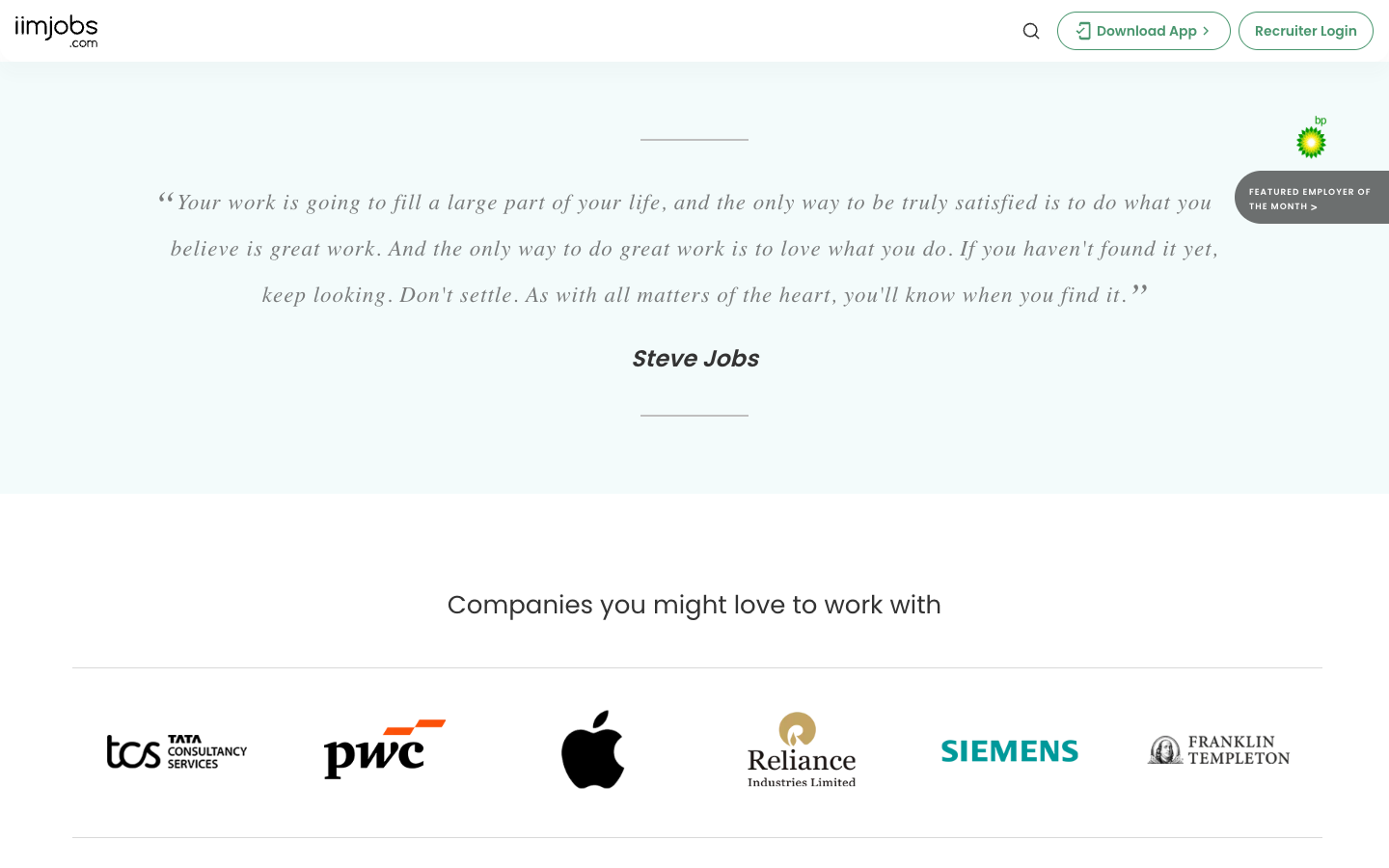 iimjobs management job portal homepage for senior and MBA roles
