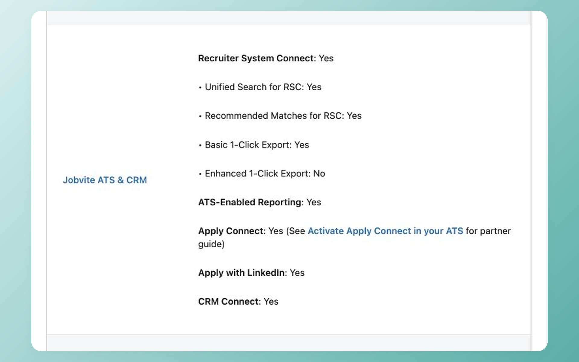 LinkedIn Recruiter integration capabilities supported by Jobvite ATS and CRM