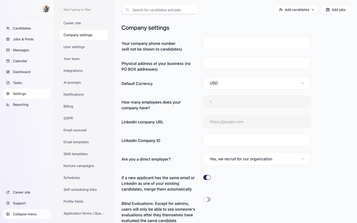 LinkedIn job board enabled in 100Hires