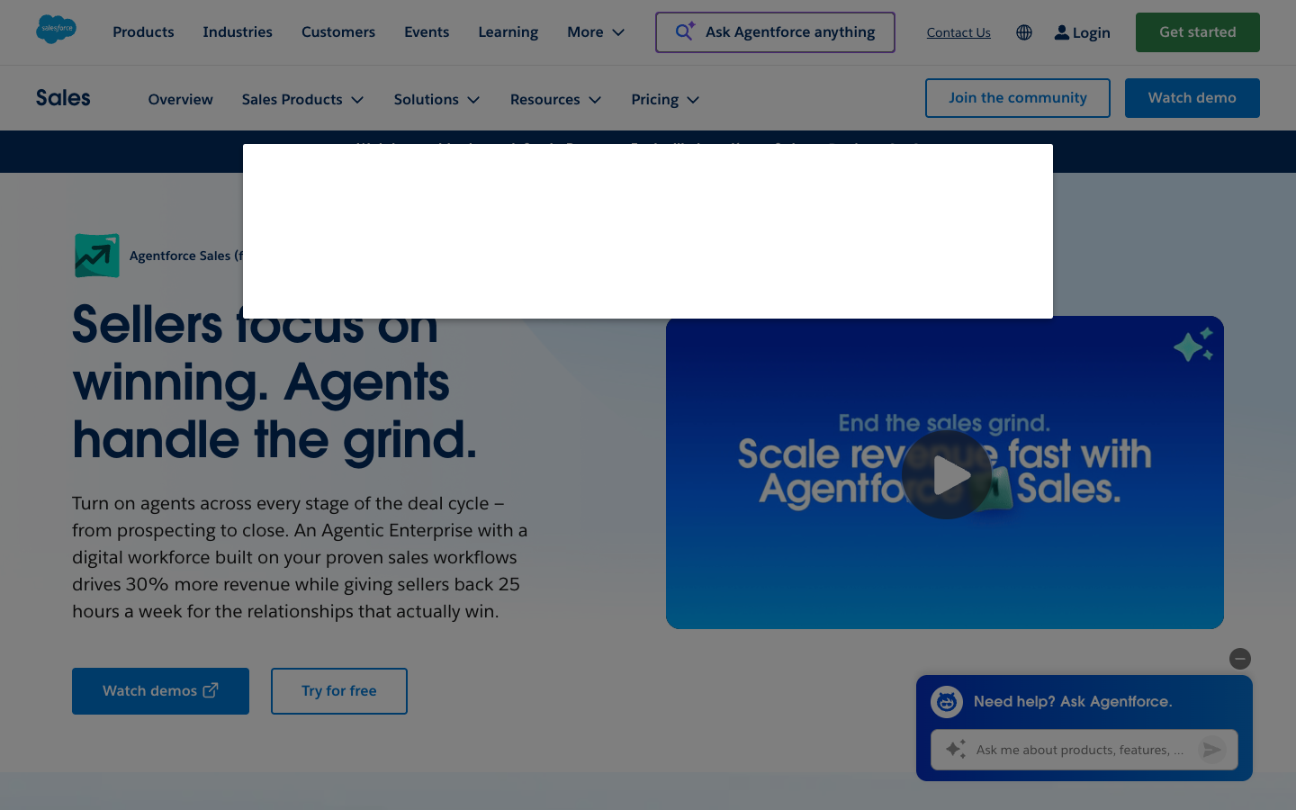 Salesforce Sales Cloud public product page screenshot