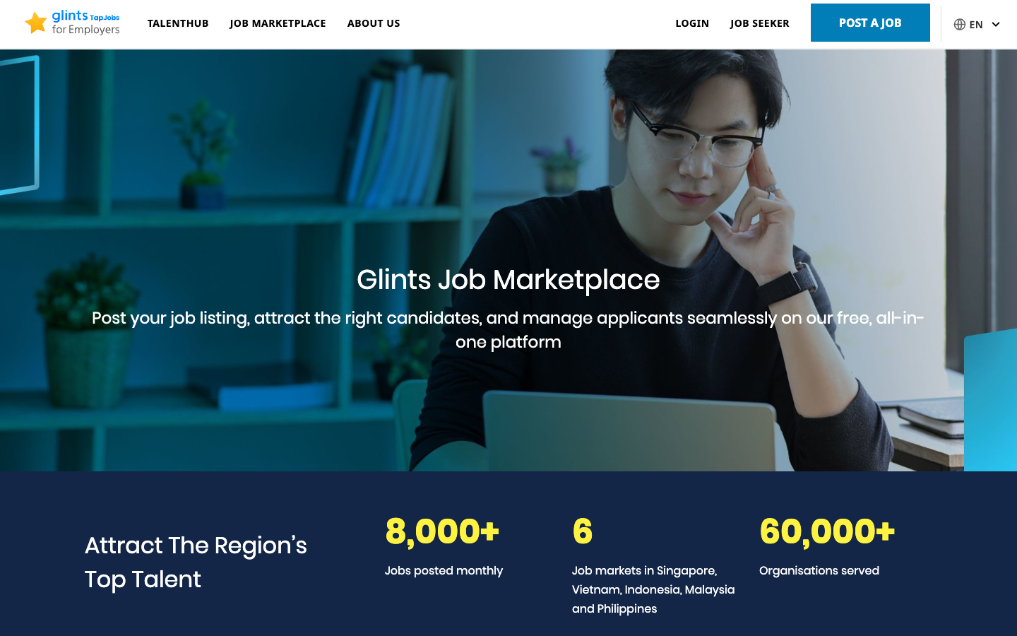 Glints employer page for hiring and talent services in Singapore and Southeast Asia