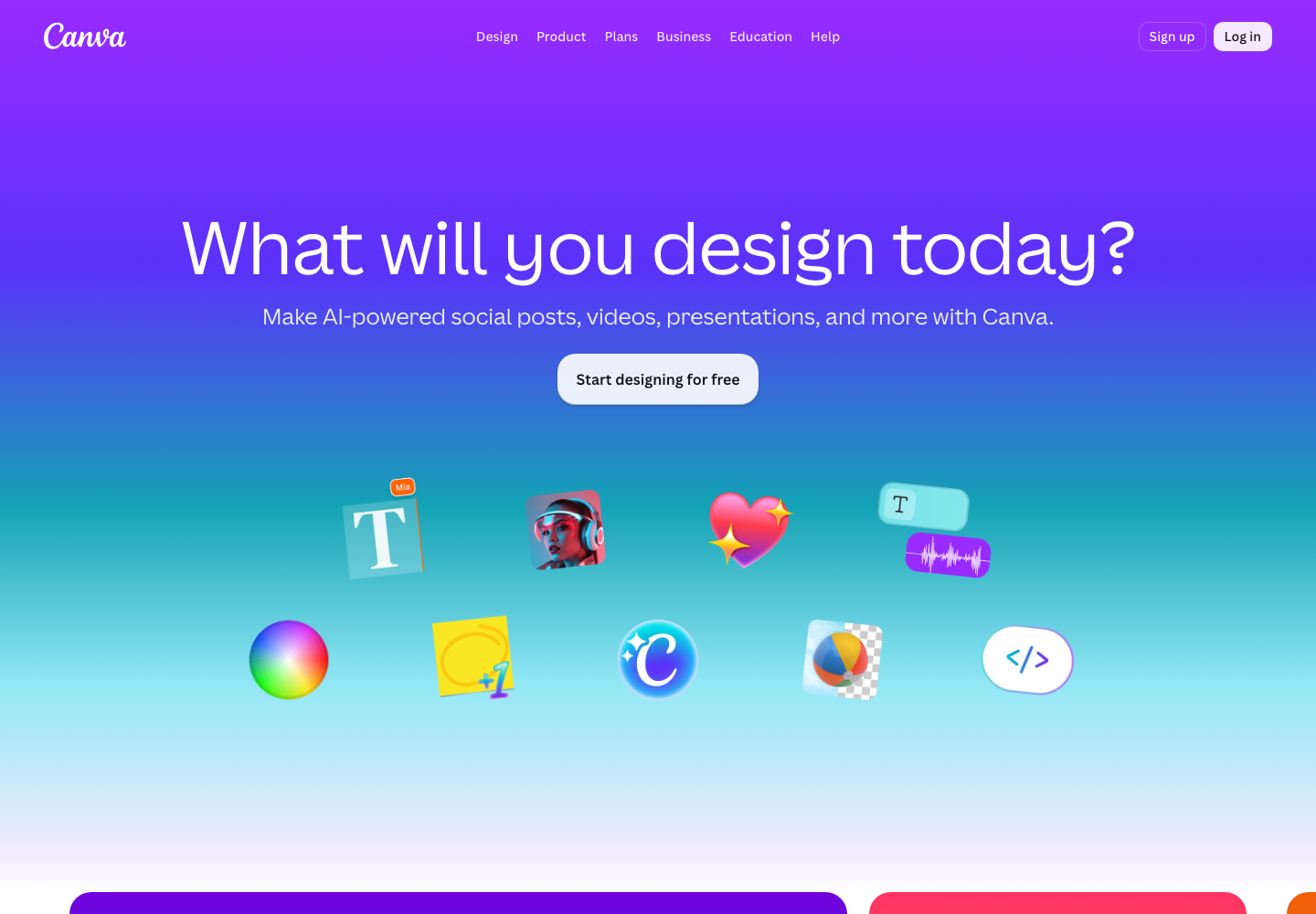 Canva design platform homepage