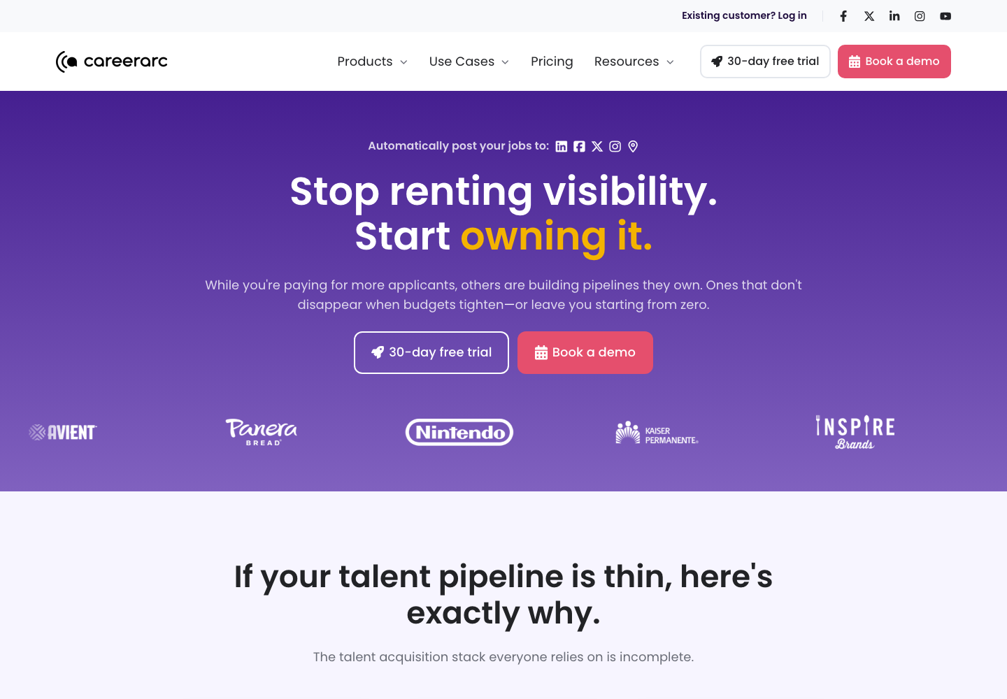 CareerArc social recruiting platform homepage