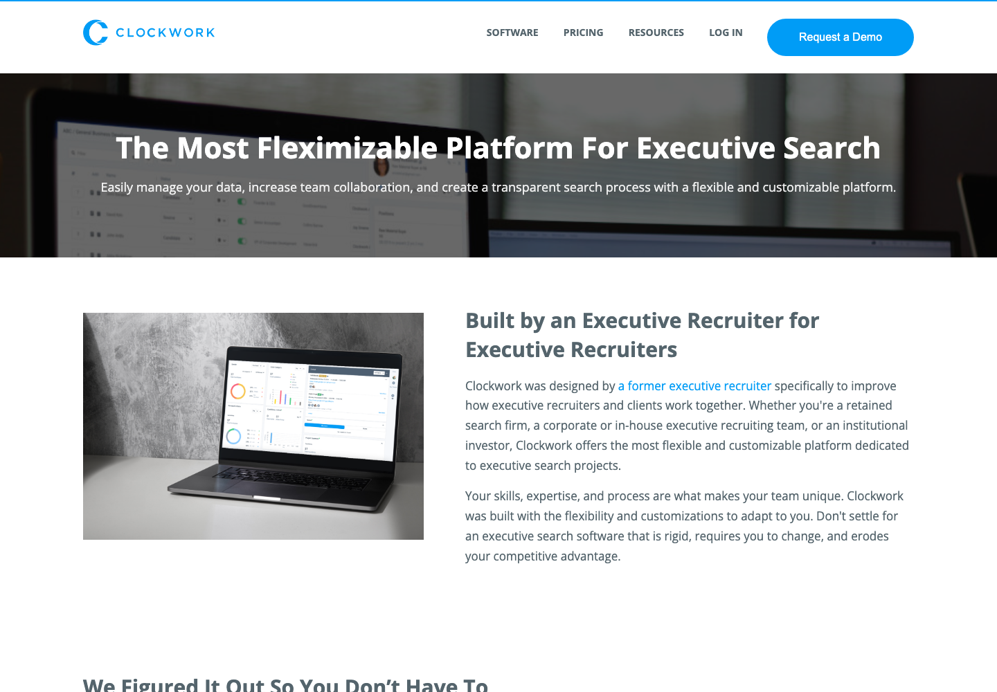 Clockwork Recruiting executive search platform page