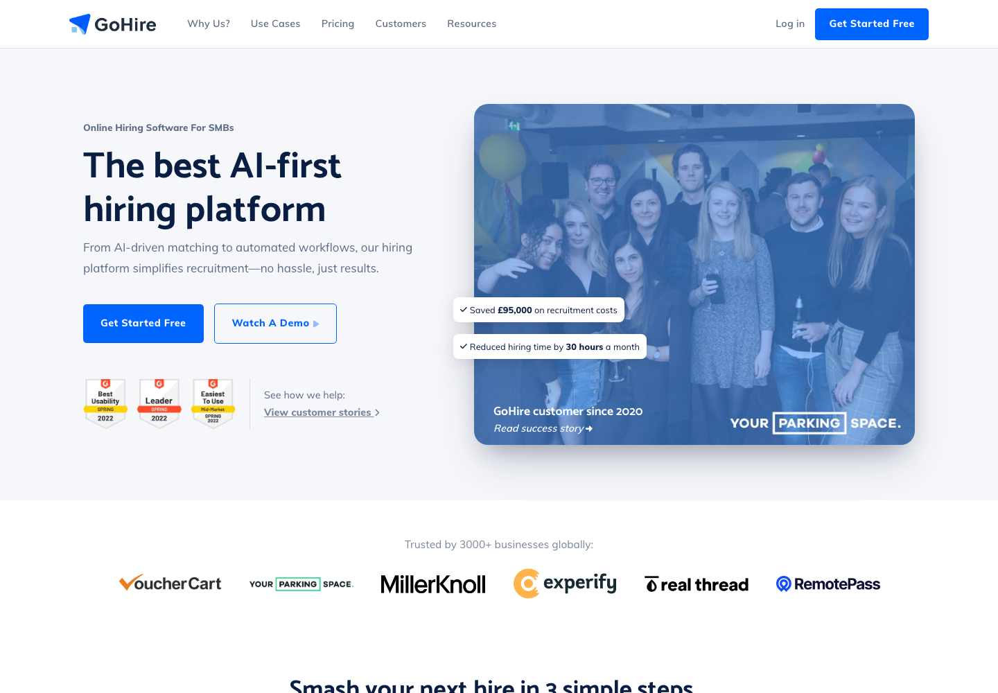 GoHire hiring software homepage