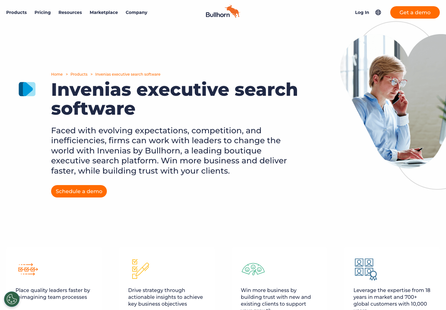 Invenias by Bullhorn executive search platform page