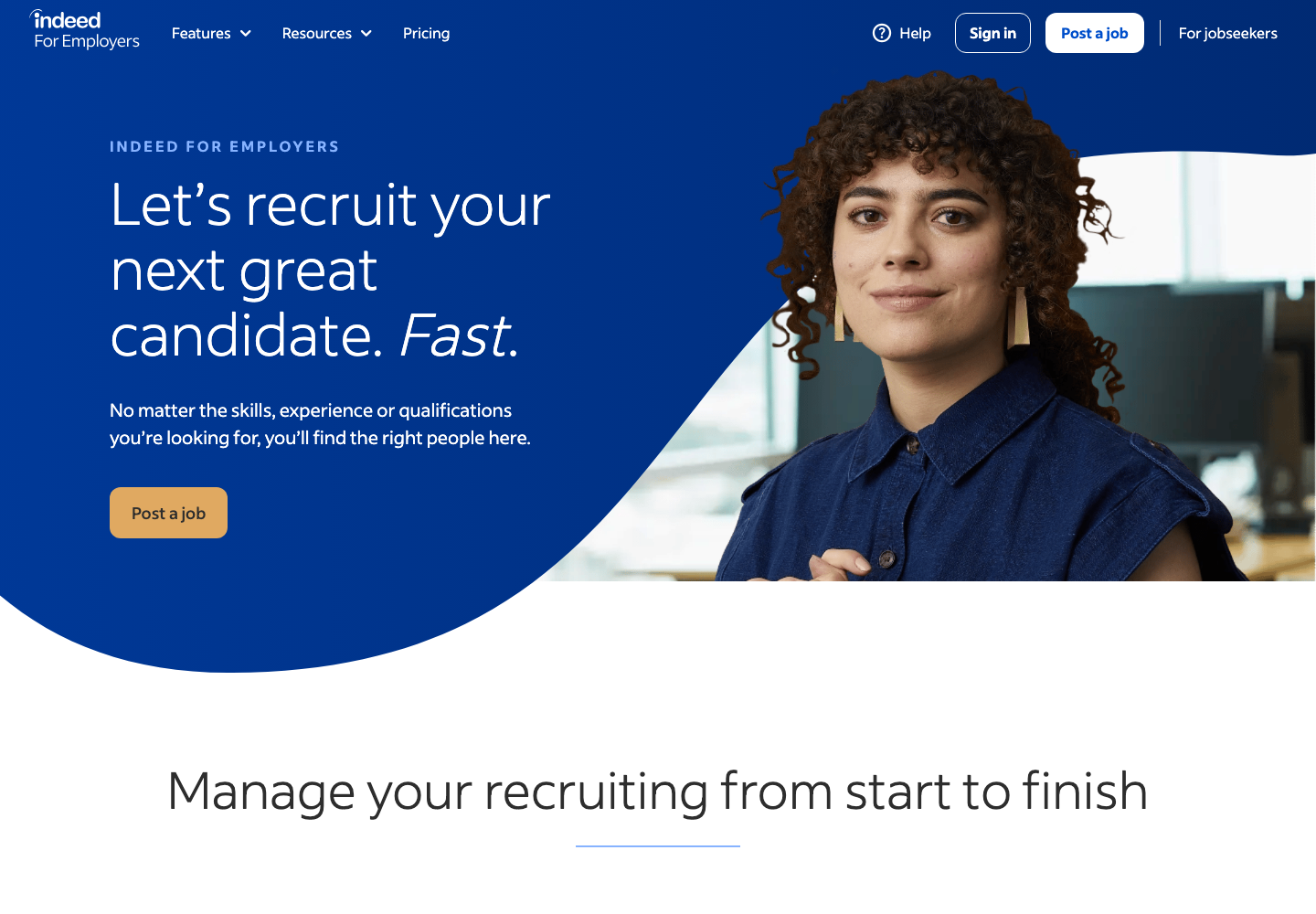 Indeed UK employer posting page