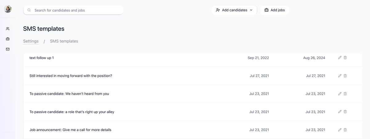 How to Send Emails and SMS to Candidates: SMS templates